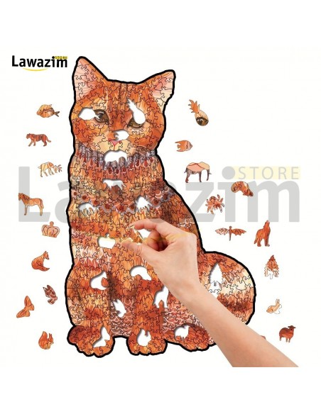 اللغز الخشبي لغز القط البرتقالي لعبة تعليمية للصغار والكبار puzzles créatifs en bois jouets éducatifs pour enfants adultes