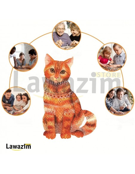اللغز الخشبي لغز القط البرتقالي لعبة تعليمية للصغار والكبار puzzles créatifs en bois jouets éducatifs pour enfants adultes