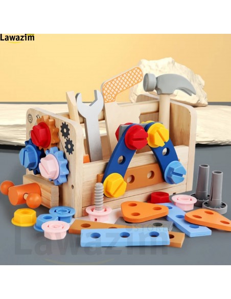 علبة معدات اللعب الخشبية للأطفال Boîte à outils en bois pour enfants, jeu de simulation