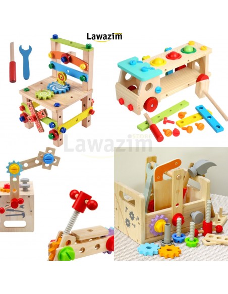 علبة معدات اللعب الخشبية للأطفال Boîte à outils en bois pour enfants, jeu de simulation