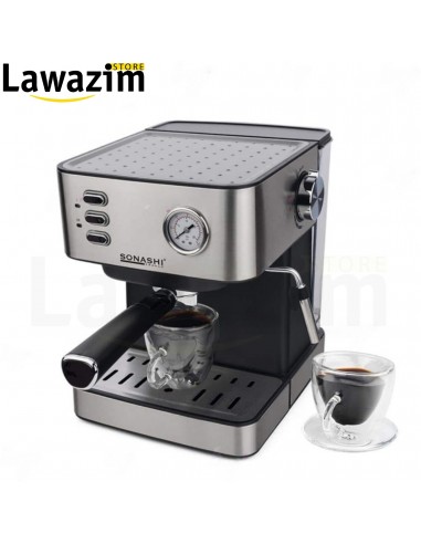 الة تحضير إسبريسو 1.6 لتر بضغط 15 بار - Sonashi SCM-4967: Cafetière Expresso 1.6L 15 Bars