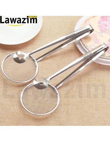 ملعقة تصفية متعددة الوظائف مع مشبك طعام - !Multifonctionnelle Passoire cuillère avec pince à nourriture en acier inoxydable