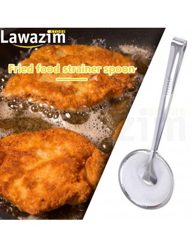 ملعقة تصفية متعددة الوظائف مع مشبك طعام - !Multifonctionnelle Passoire cuillère avec pince à nourriture en acier inoxydable