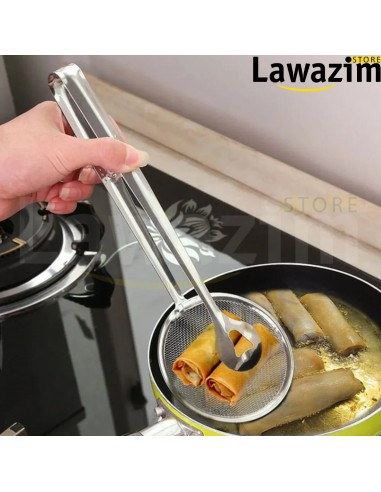 ملعقة تصفية متعددة الوظائف مع مشبك طعام - !Multifonctionnelle Passoire cuillère avec pince à nourriture en acier inoxydable