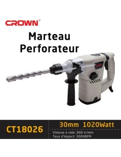 مثقاب من كراون Marteau Piqueur Perforateur Sds-Plus 1020w 30mm 4.5j CROWN | CT18026